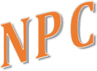 A green background with orange letters that say npo.